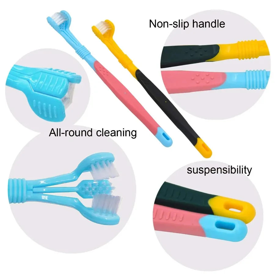 3-Sided Pet Toothbrush Tartar & Plaque Remover for Dogs & Cats