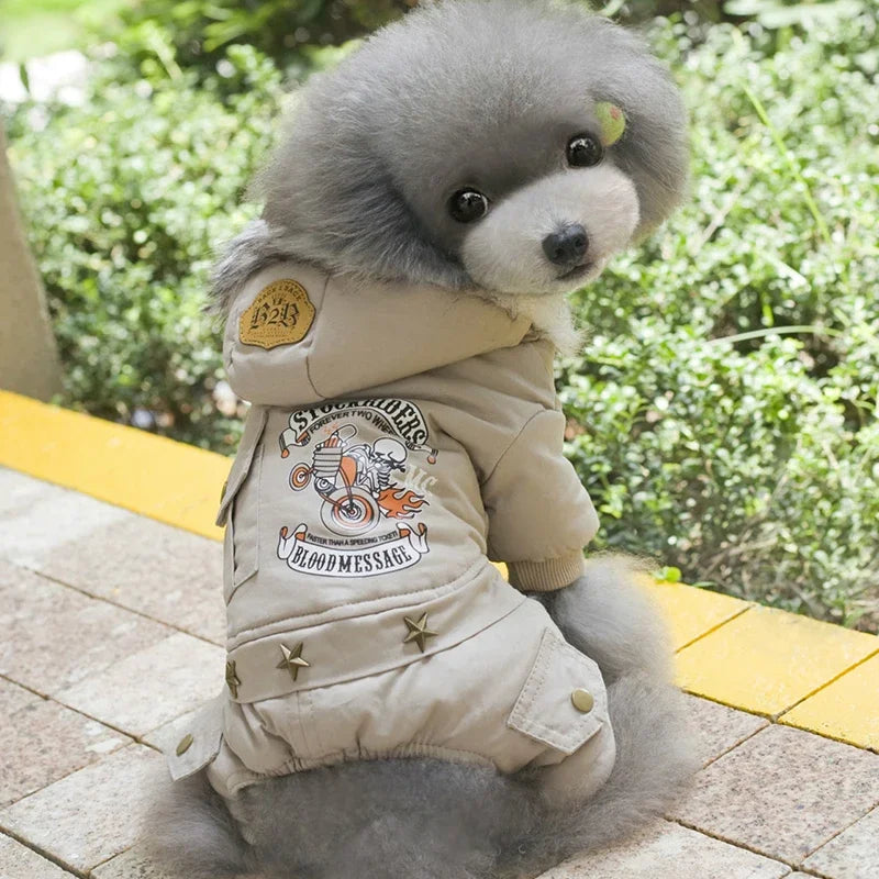 Warm Fleece Puppy Hoodie Winter Jumpsuit for Small Dogs