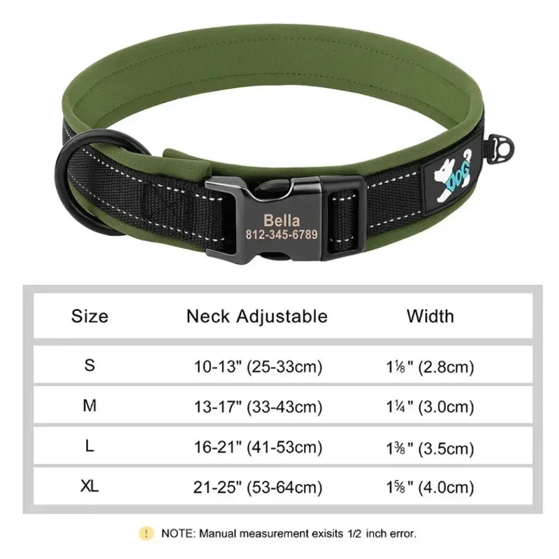 Reflective Personalized Pet Collar Engraved ID Nylon Design