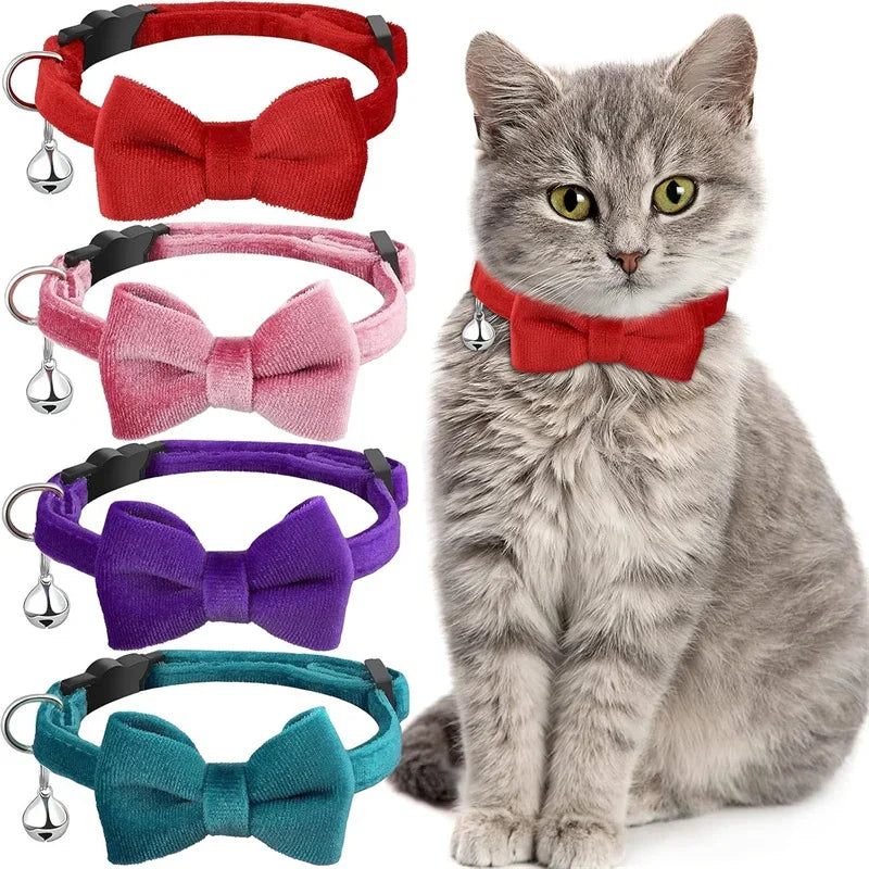 Cute Bow & Bell Cat Collars Adjustable Multicolor Pet Collars