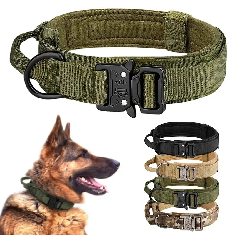 Tactical Nylon Dog Collar Metal Buckle for Medium & Large Dogs