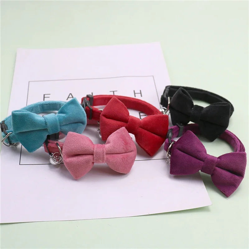 Cute Bow & Bell Cat Collars Adjustable Multicolor Pet Collars