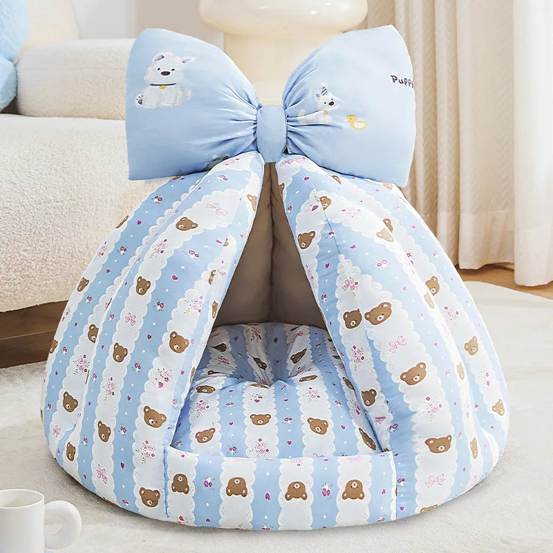 Enclosed Cat & Small Dog Bed  Soft All-Season Pet Nest