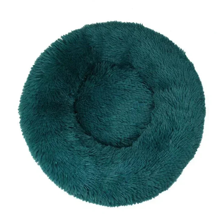 Round Plush Donut Dog Bed  Calming Sofa Bed for Cats & Dogs