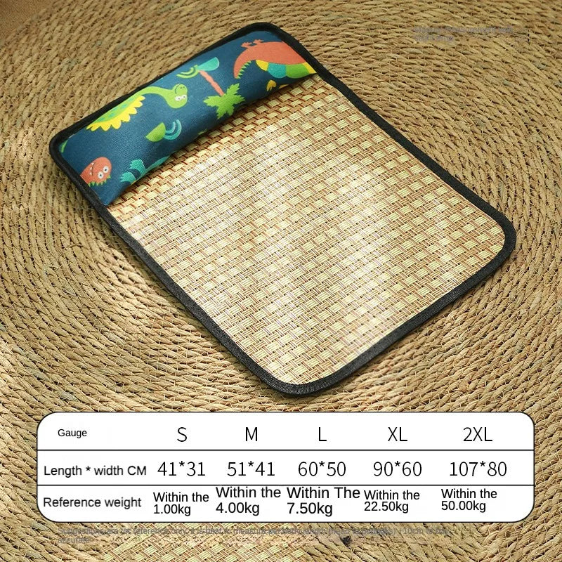 Rattan Woven Pet Bed Cooling Summer Mat for Cats & Small Dogs