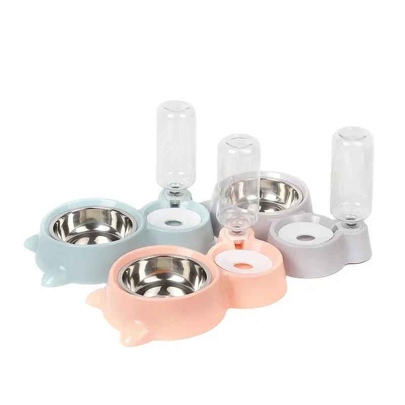 Silicone Pet Bowl & Feeder  Dog & Cat Water Dish Automatic Feeder