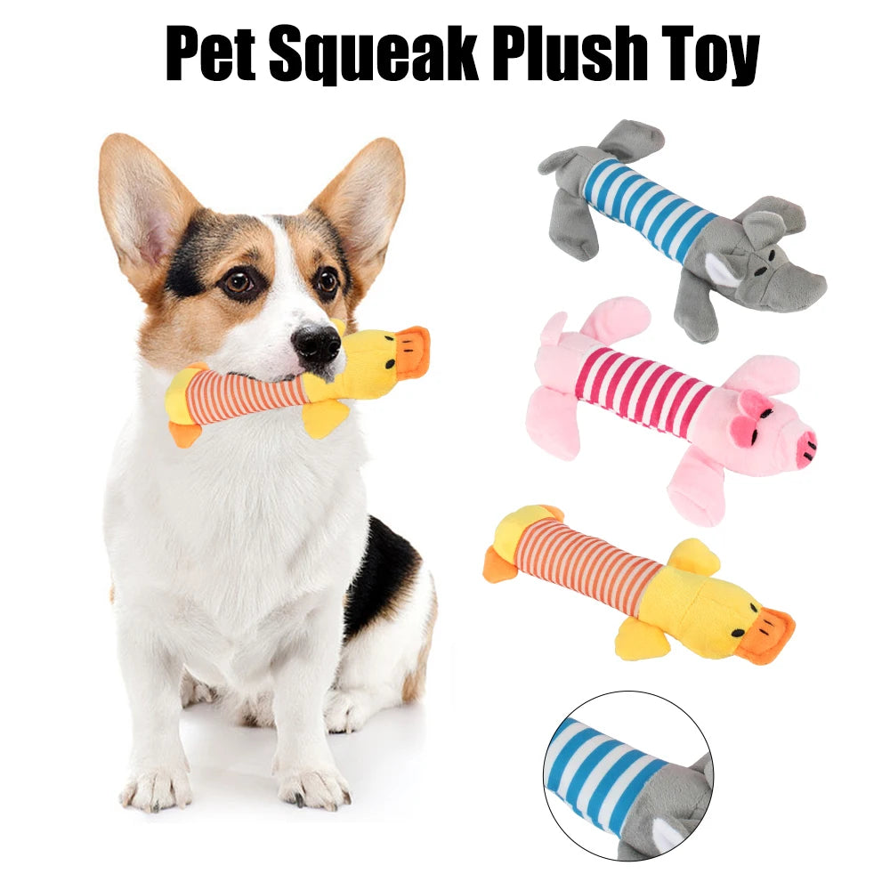 Cute Fleece Plush Squeaky Toys for Dogs & Cats Fun Chew Dolls