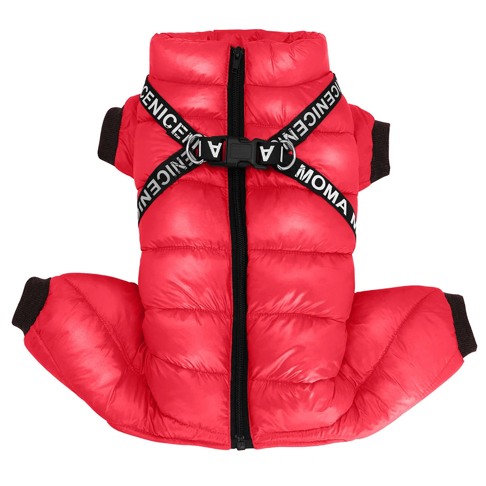 Waterproof Winter Dog Jacket with Harness Warm Pet Coat