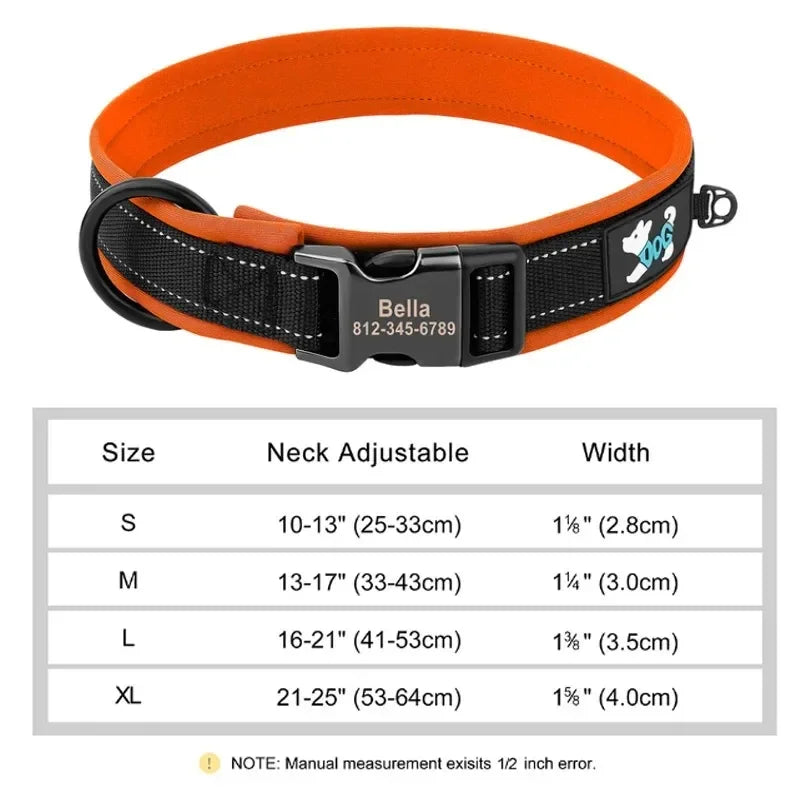 Reflective Personalized Pet Collar Engraved ID Nylon Design