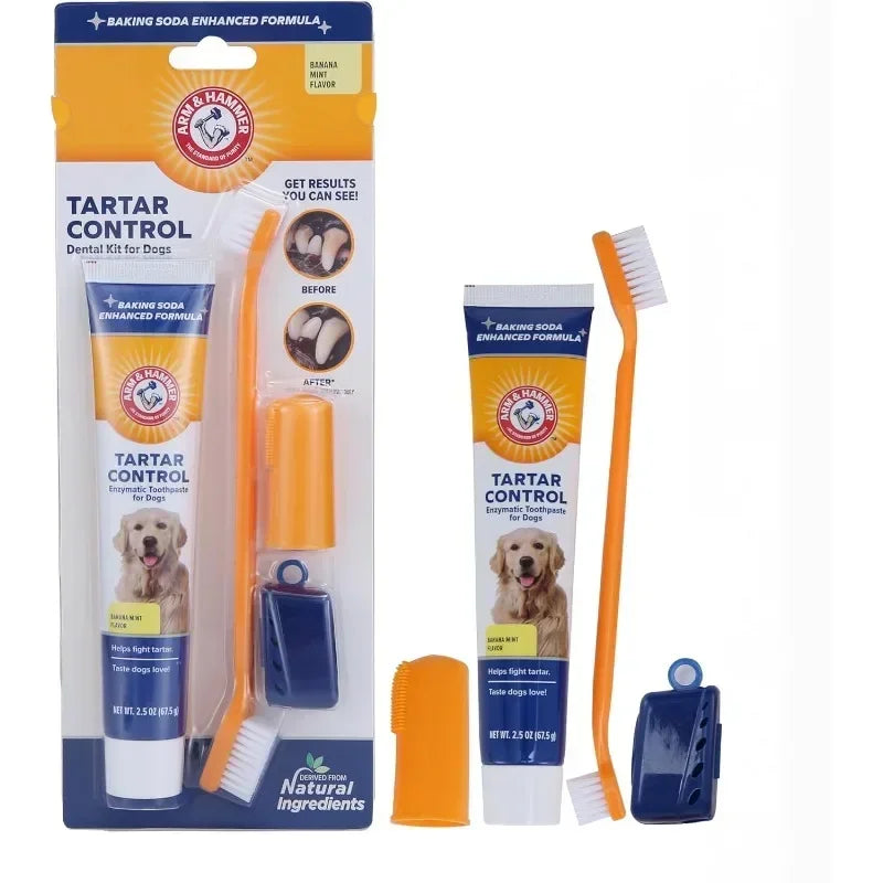 Pet Dental Care Kit Toothbrush & Toothpaste for Dogs & Cats