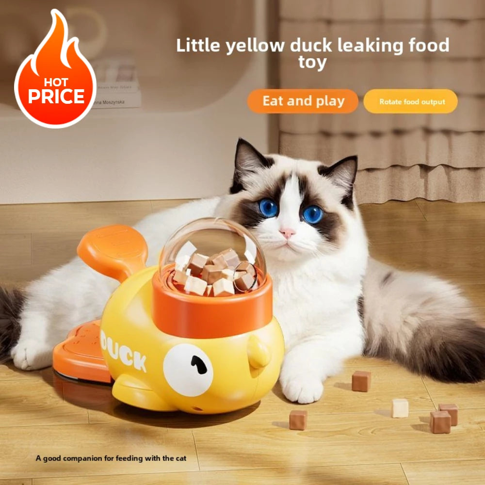 Automatic Dog & Cat Snack Feeder Cartoon Duck Design