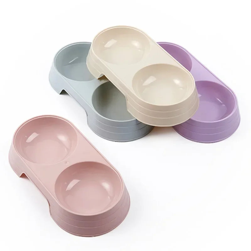 Double Pet Bowl  Macaron Feeding Dish for Cats & Dogs