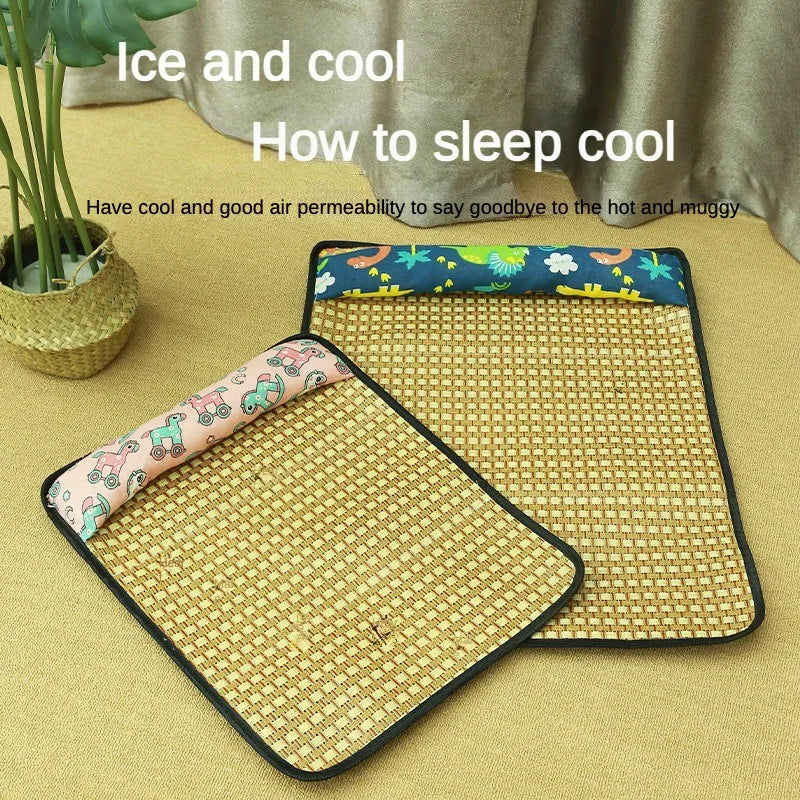 Rattan Woven Pet Bed Cooling Summer Mat for Cats & Small Dogs