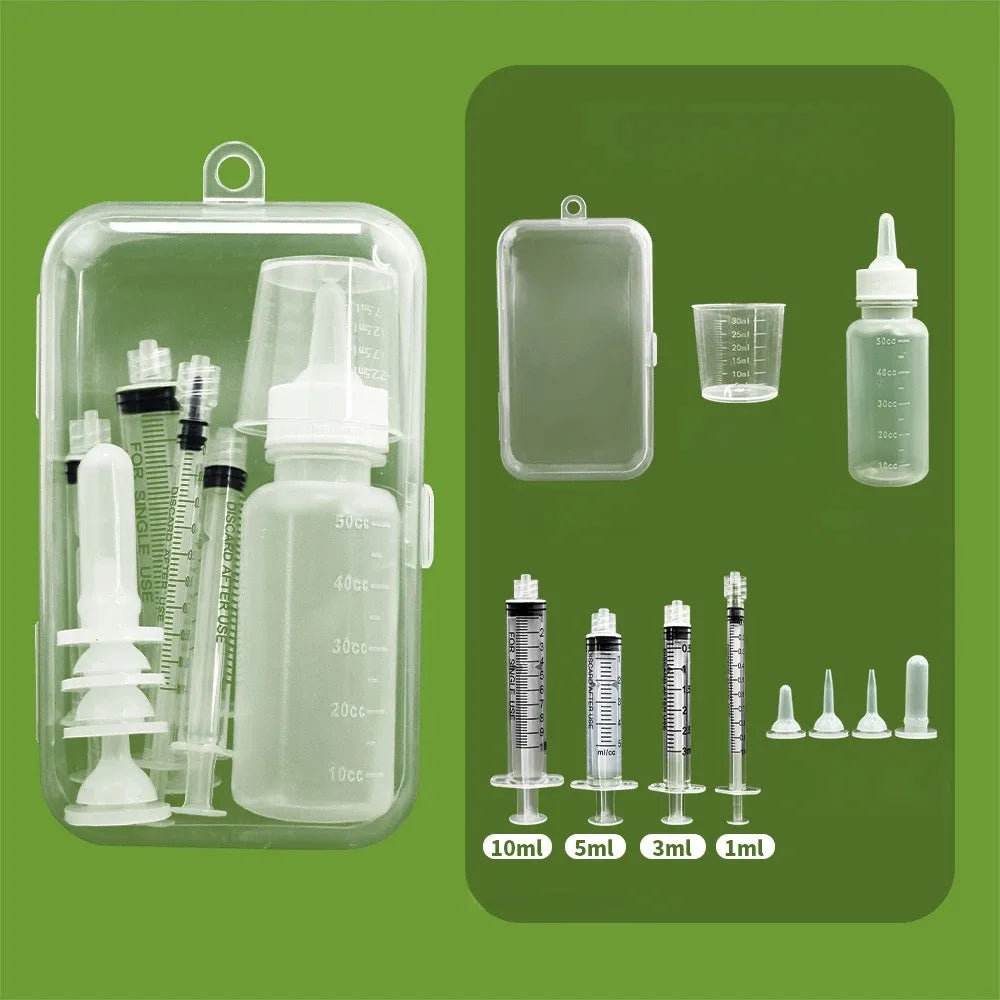Pet Feeding Device Set  Bottle & Syringe Kit for Cats & Dogs