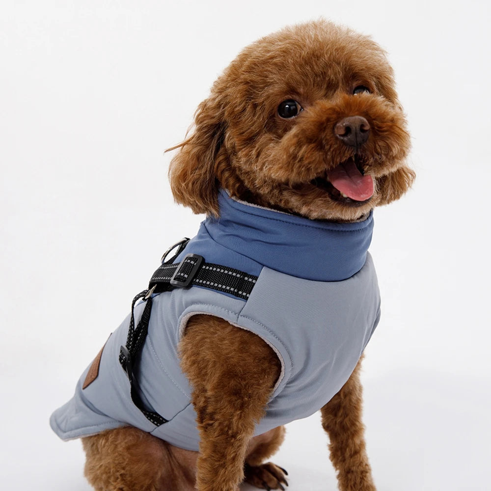 Waterproof Dog Jacket with Harness Warm Winter Pet Coat