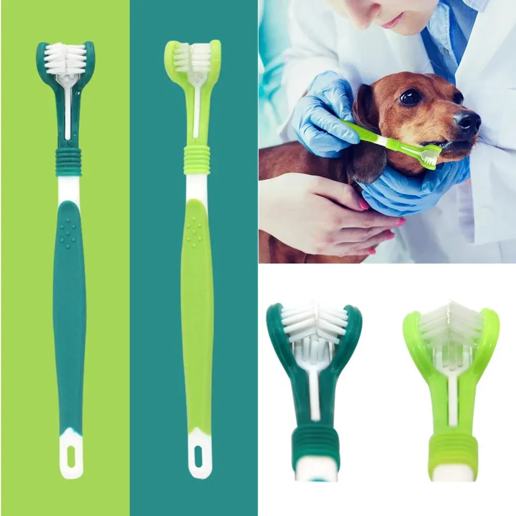 3-Sided Pet Toothbrush Tartar & Bad Breath Remover for Dogs & Cats