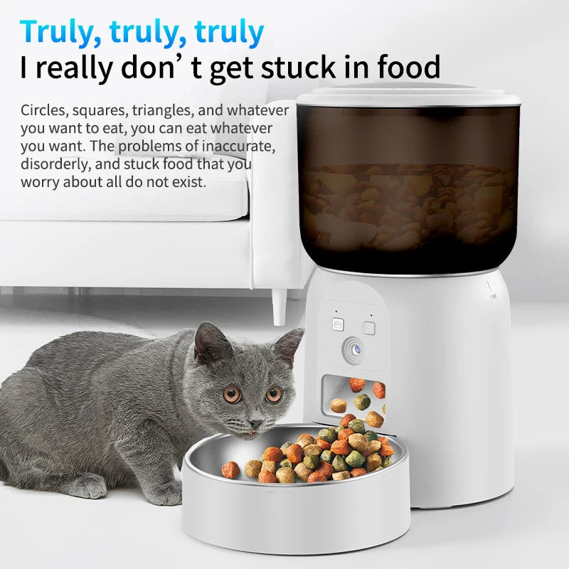 3L Pet Feeder with HD Camera & Stainless Steel Bowl  App Control