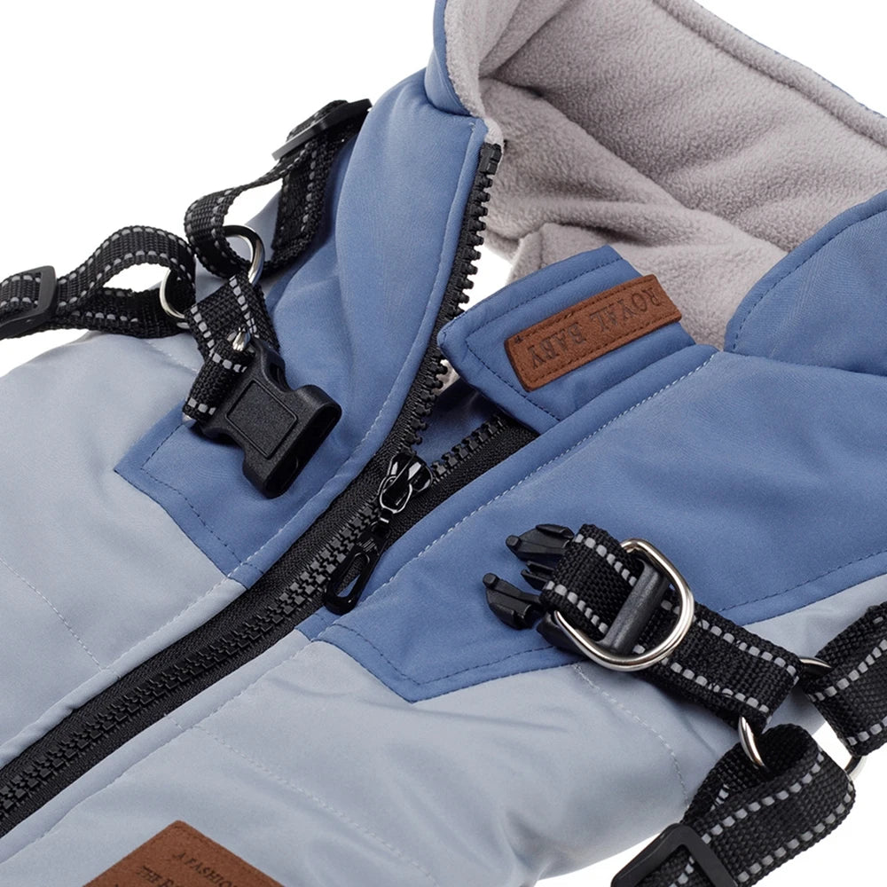 Waterproof Dog Jacket with Harness Warm Winter Pet Coat