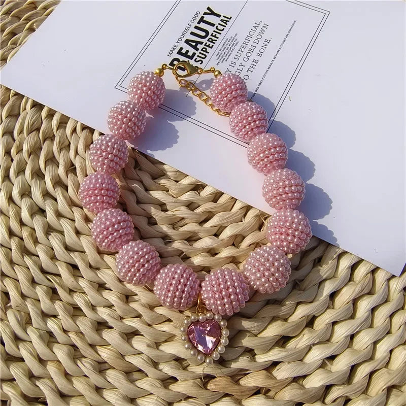 Luxury Pearl Pet Collar Adjustable Necklace for Cats & Dogs