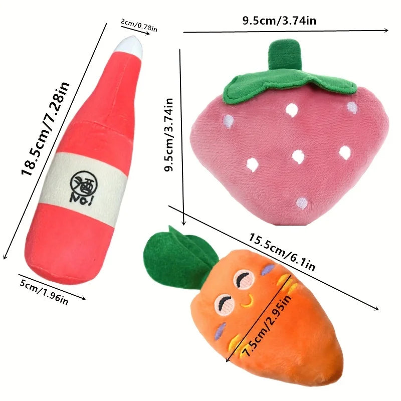 10-Piece Puppy Plush Toy Set Chew & Squeaky Fruit Toys