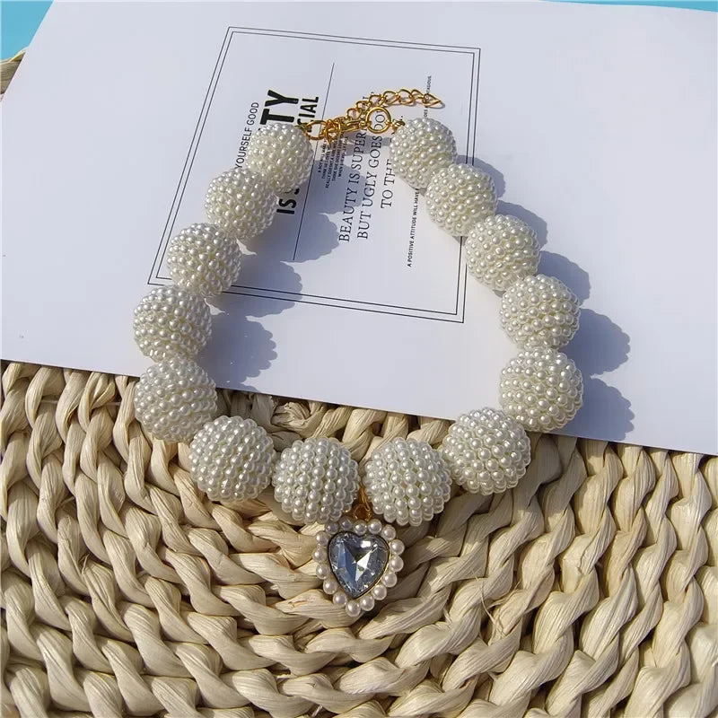 Luxury Pearl Pet Collar Adjustable Necklace for Cats & Dogs