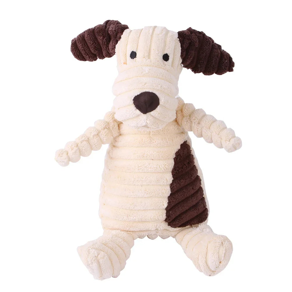 Plush Dog Toy Bite-Resistant Squeaky Corduroy Pet