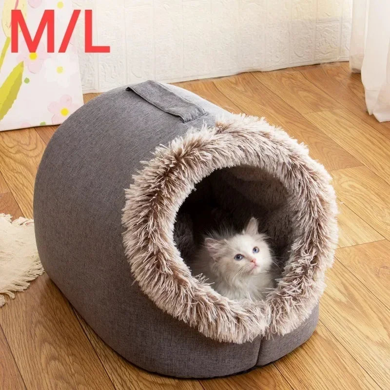 Portable Plush Pet House Cozy Bed for Small Dogs & Cats