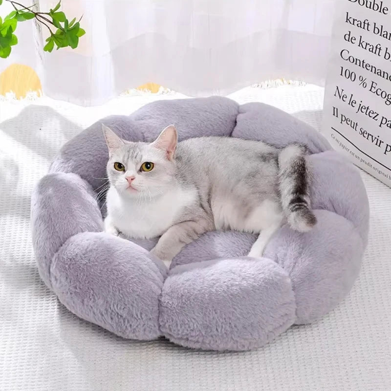 Flower-Shaped Pet Bed Ultra Soft Round Cat & Dog Cushion