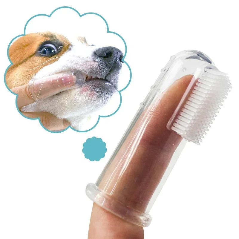 Pet Finger Toothbrush  Soft Silicone Teeth Care for Dogs & Cats
