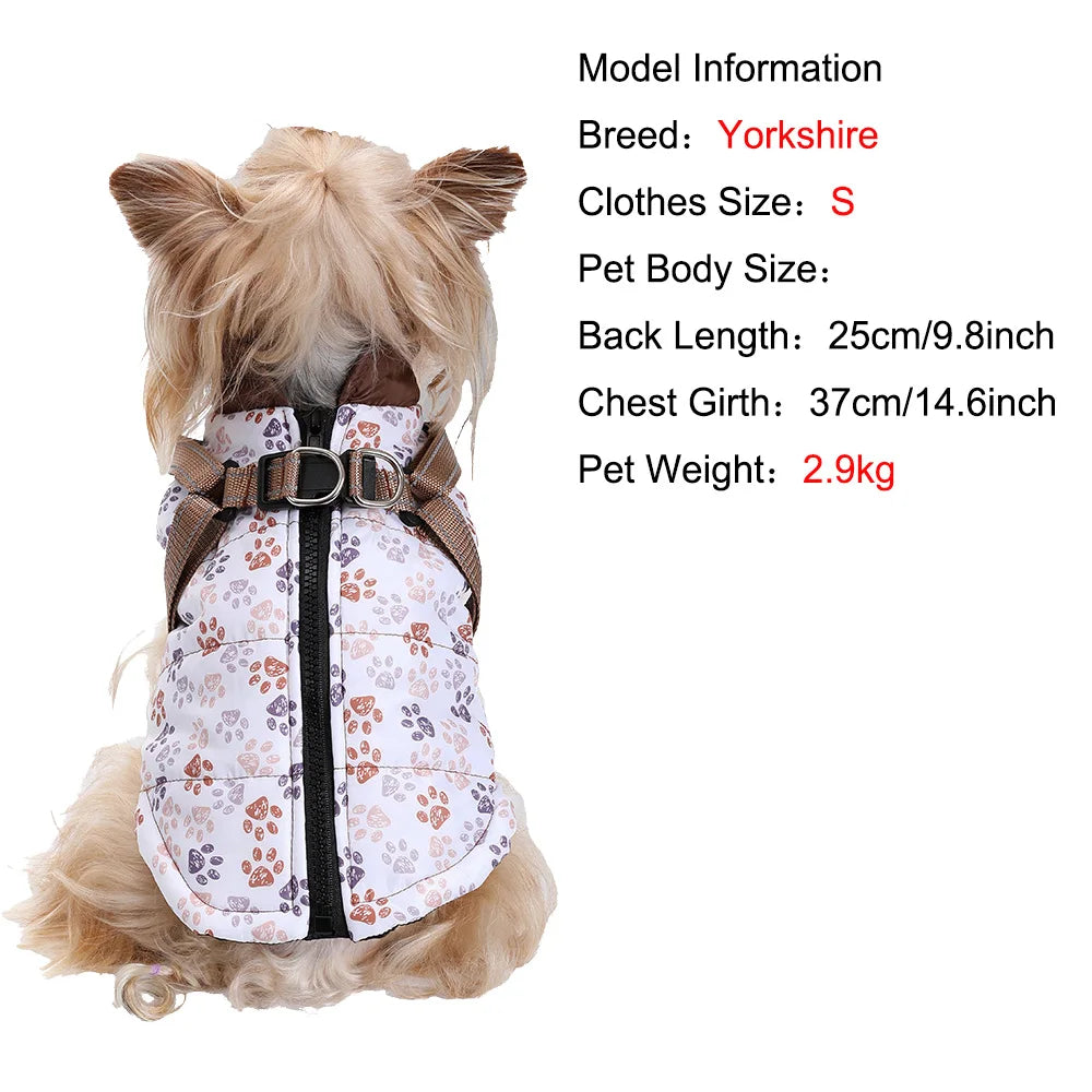 Warm Pet Jacket with Harness Windproof Dog Coat for Winter