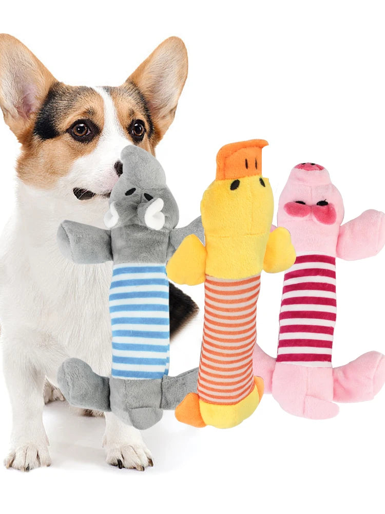 Cute Fleece Plush Squeaky Toys for Dogs & Cats Fun Chew Dolls