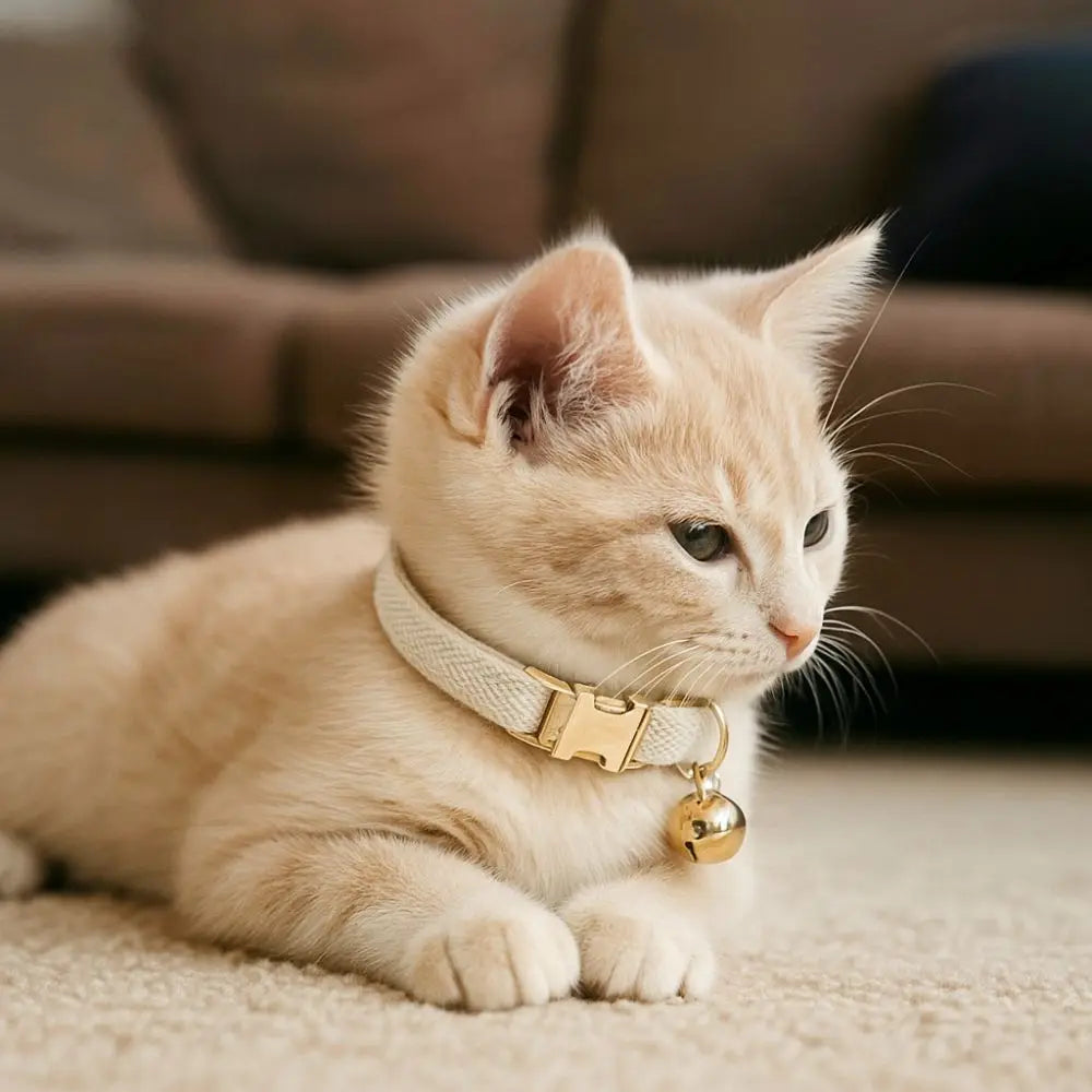 Adjustable Cat & Dog Collar with Bell Personalized Pet Necklace