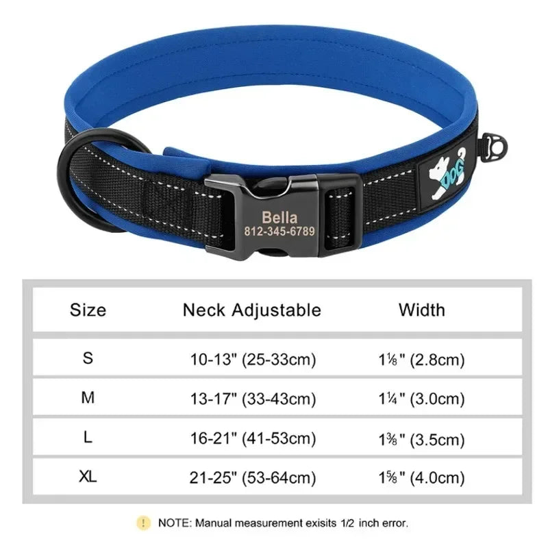 Reflective Personalized Pet Collar Engraved ID Nylon Design