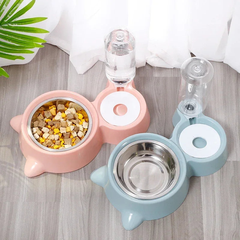 Silicone Pet Bowl & Feeder  Dog & Cat Water Dish Automatic Feeder
