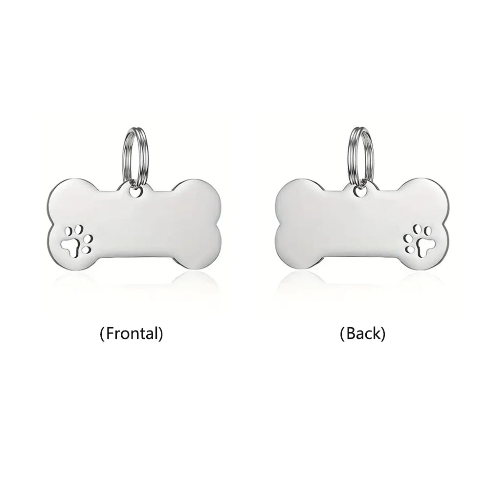 Personalized Pet ID Tag with Bone Pendant Custom Name Tag