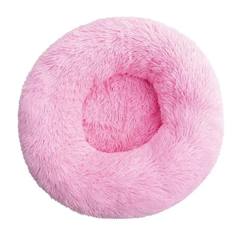 Round Plush Donut Dog Bed  Calming Sofa Bed for Cats & Dogs
