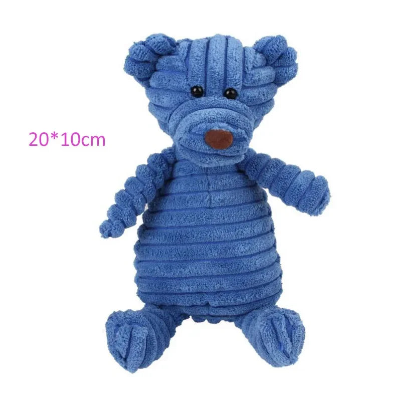 Plush Dog Toy Bite-Resistant Squeaky Corduroy Pet