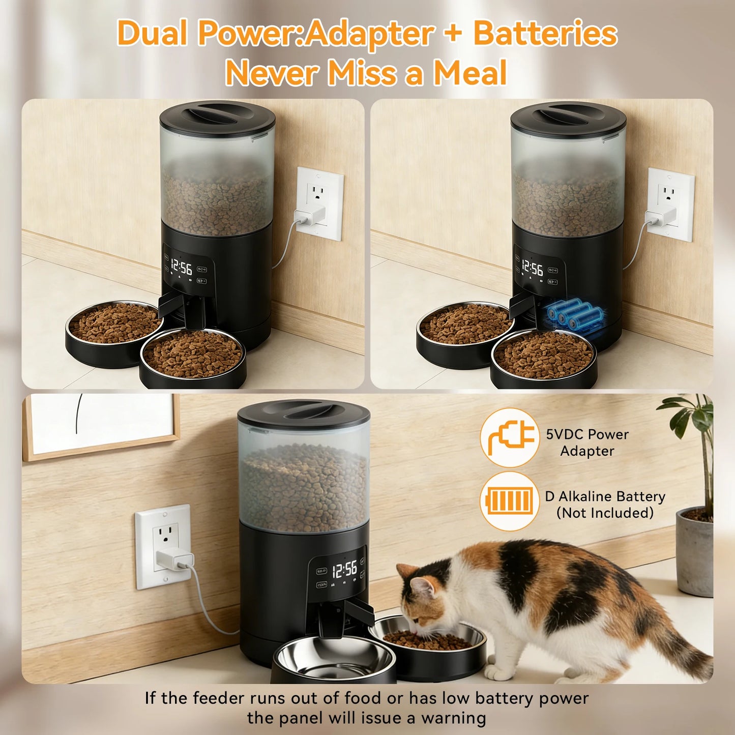 6L Automatic Dual Bowl Pet Feeder Timed Cat & Dog Food Dispenser