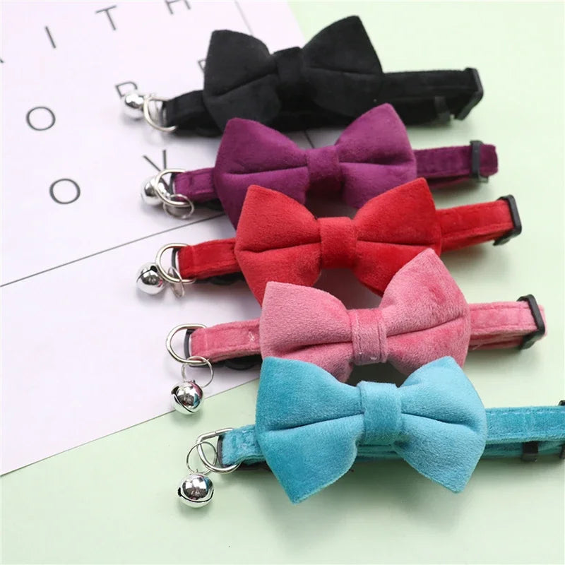 Cute Bow & Bell Cat Collars Adjustable Multicolor Pet Collars
