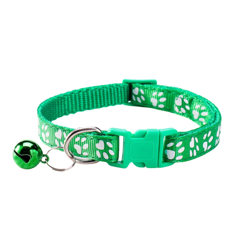 Cute Printed Cat Collars with Bells Adjustable 12pcs Set