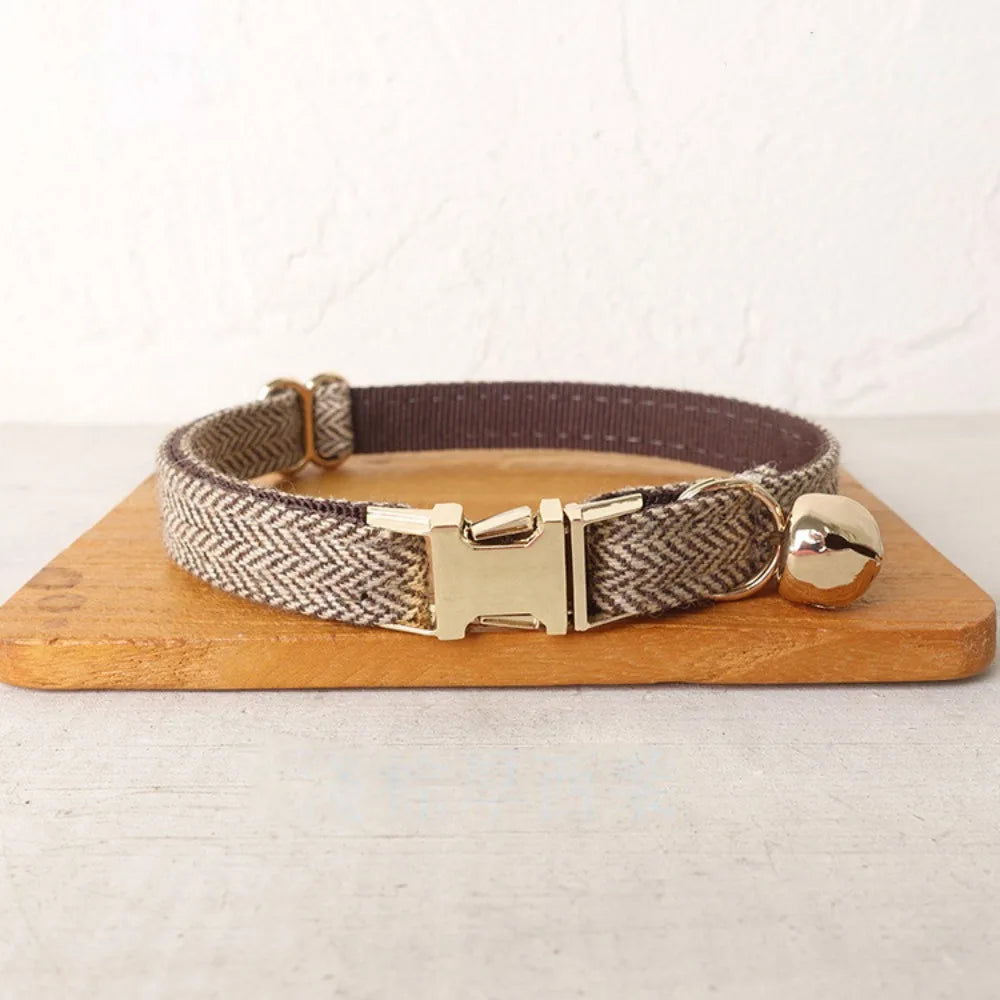 Adjustable Cat & Dog Collar with Bell Personalized Pet Necklace
