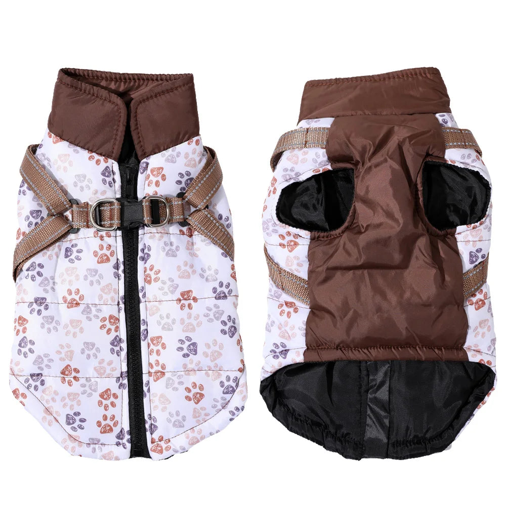 Warm Pet Jacket with Harness Windproof Dog Coat for Winter