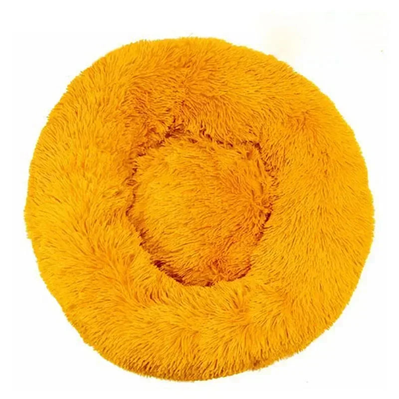 Round Plush Donut Dog Bed  Calming Sofa Bed for Cats & Dogs
