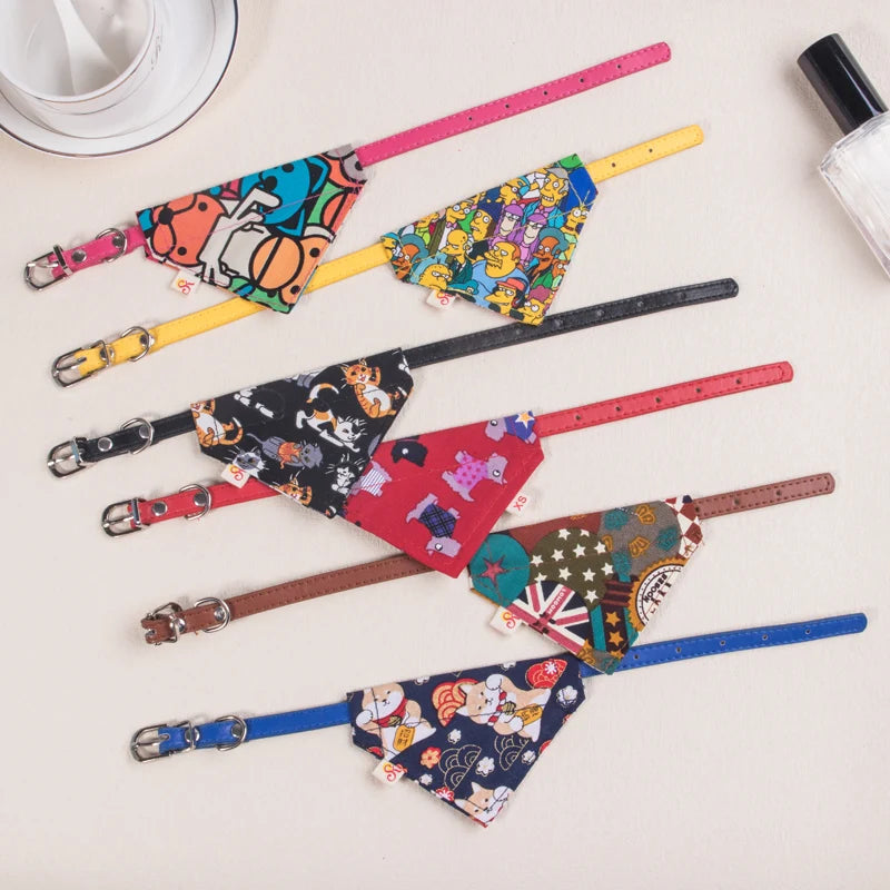 PU Leather Pet Scarf Adjustable Cat & Small Dog Neckerchief