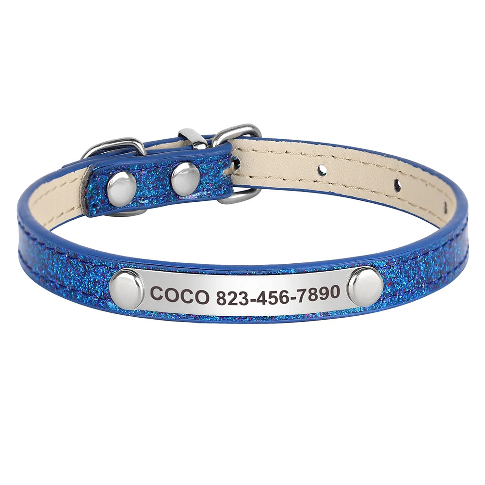 Personalized Cat & Dog Collar  Custom Leather ID Necklace