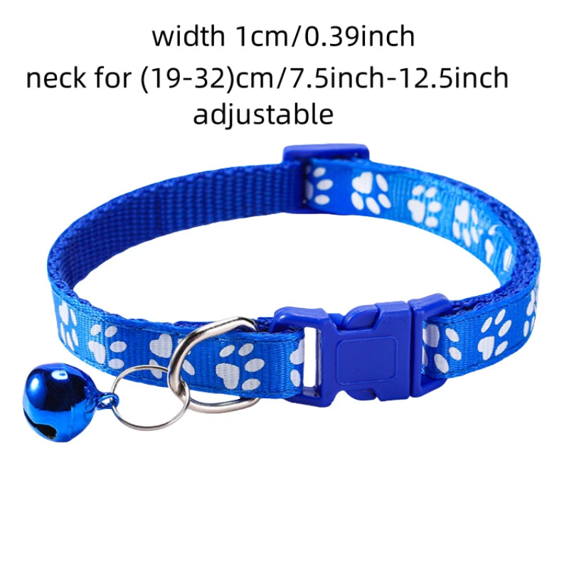 Cute Printed Cat Collars with Bells Adjustable 12pcs Set