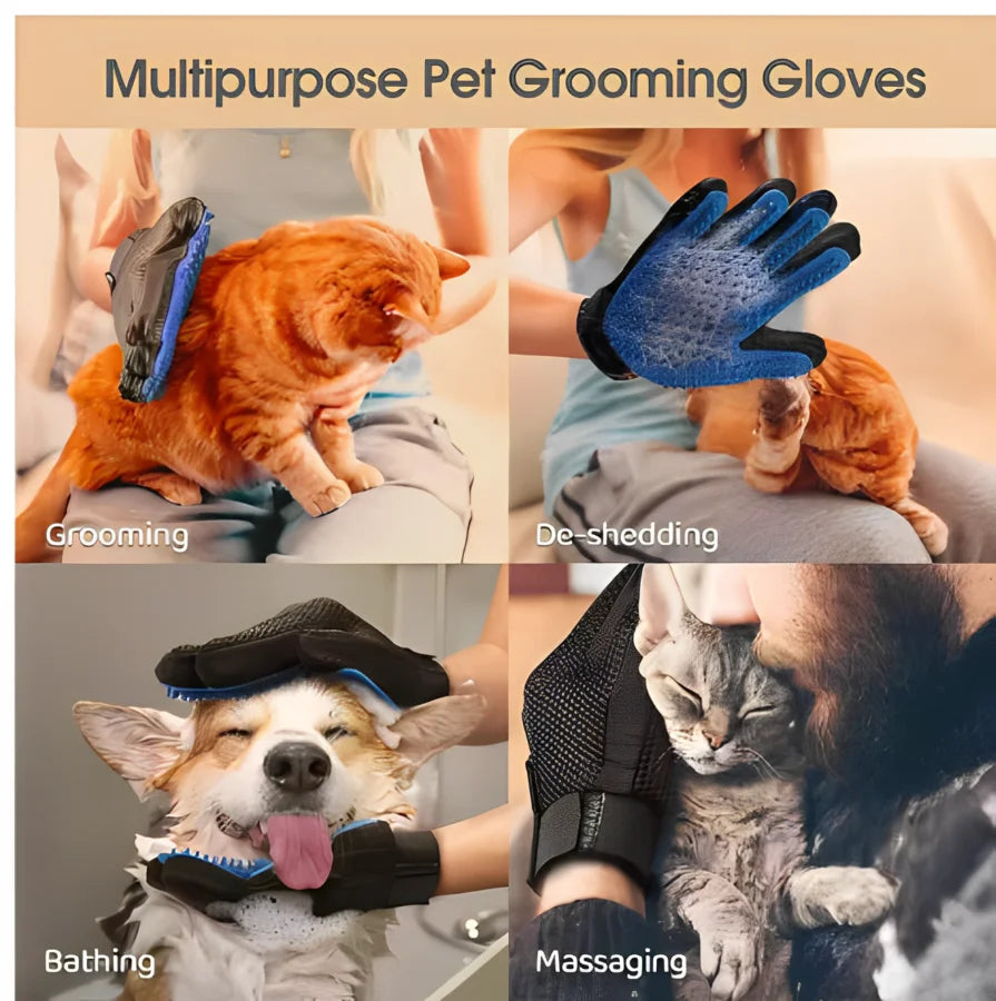 Pet Hair Glove Dog & Cat Grooming Deshedding Massage Brush