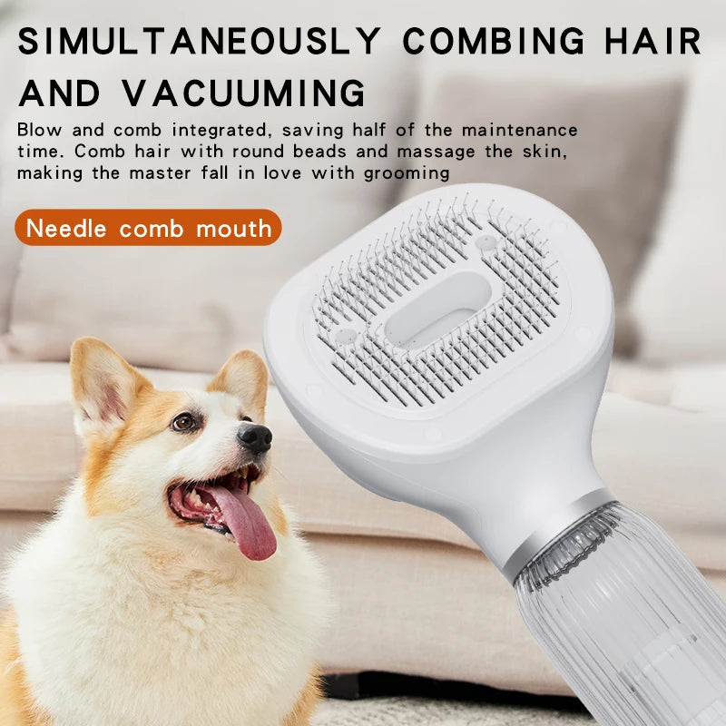Pet Hair Dryer Brush Strong Wind Grooming Comb for Dogs & Cats