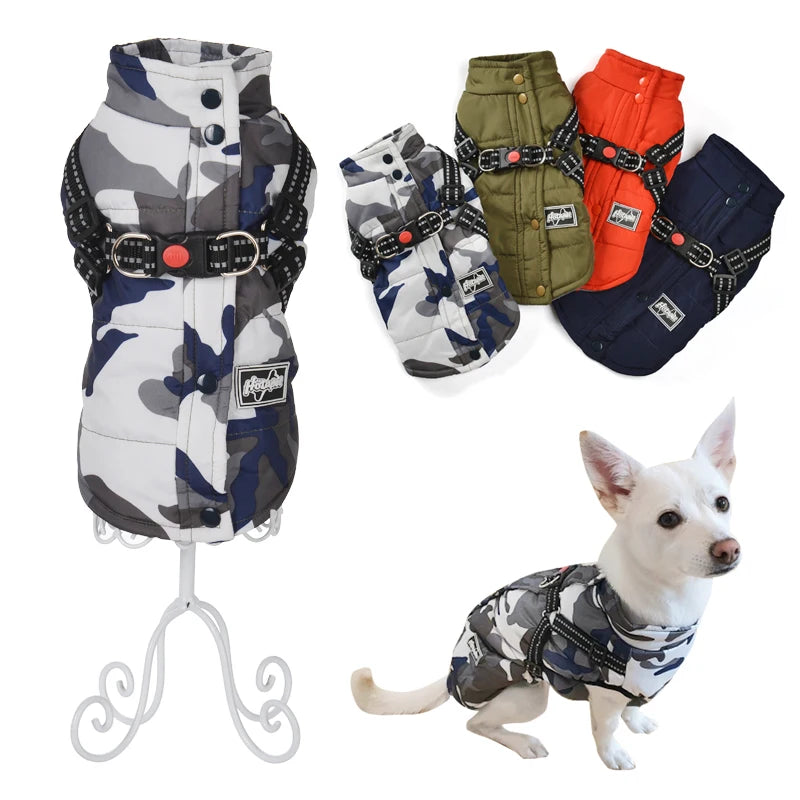 Warm Dog Jacket with Harness Winter Coat for Small Dogs