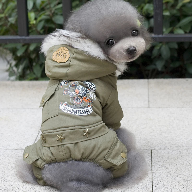 Warm Fleece Puppy Hoodie Winter Jumpsuit for Small Dogs